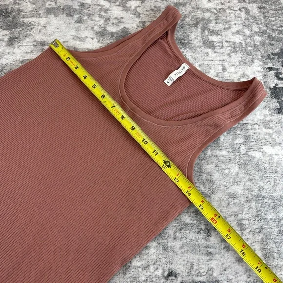 Athleta Women M Tank Top Vertical Stripes Maroon Athletic Tank Top Scoop Neck - Picture 4 of 7